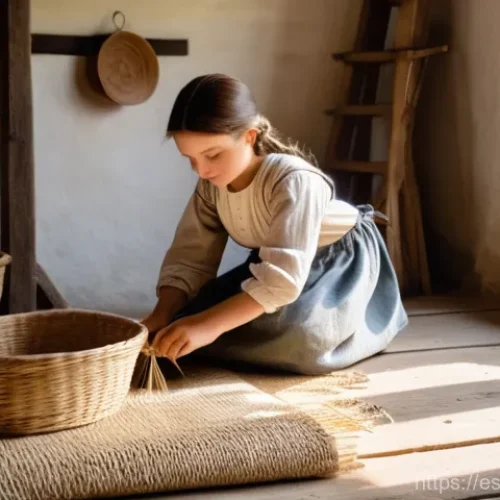 프랑스 산업혁명과 경제 변화 - **Prompt:** A serene, sunlit rural cottage interior in 18th-century France, depicting a peasant fami...