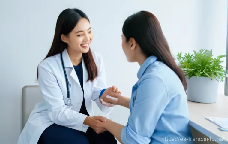 프랑스에서 응급 상황 대처법 - **Prompt:** A compassionate female doctor, wearing a crisp white lab coat over a professional blouse...