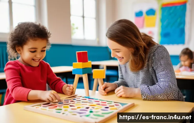 프랑스에서 아이 키우는 법 - **A vibrant French "Maternelle" classroom scene during a creative play session.** Depict a diverse g...