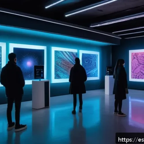 프랑스의 현대 예술가 및 작품 - A futuristic French art gallery interior featuring immersive augmented reality installations that in...